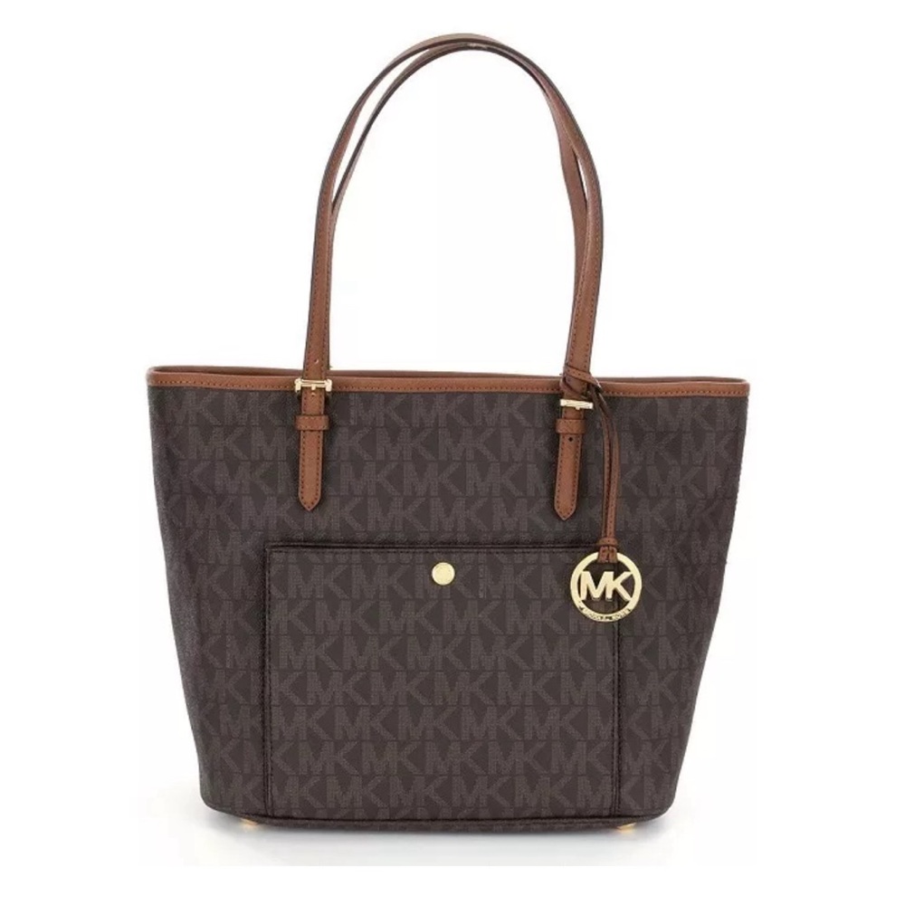 Michael Kors Brown Jet Set Large Snap
Pocket Tote
